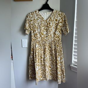 Cotton Mustard and White Floral Dress